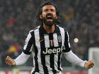 Juventus midfielder Andrea Pirlo (21) scores his goal and celebrates during the Uefa Champions League Group Stage football match n.4 JUVENTU...