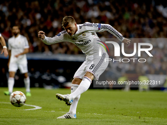 SPAIN, Madrid: Real Madrid's German midfielder Toni Kroos  during the Champions League 2014/15 match between Real Madrid and Liverpool, at S...
