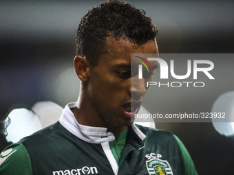 Sporting's midfielder Nani celebrates after scoring during the UEFA Champions League group G football match between Sporting CP and FC Schal...