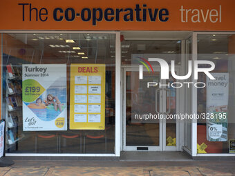 A sign for a UK Co-Operative Travel agent. (