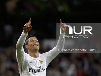 SPAIN, Madrid:Real Madrid's Portuguese forward Cristiano Ronaldo Celebrates a goal during the Spanish League 2014/15 match between Real Madr...