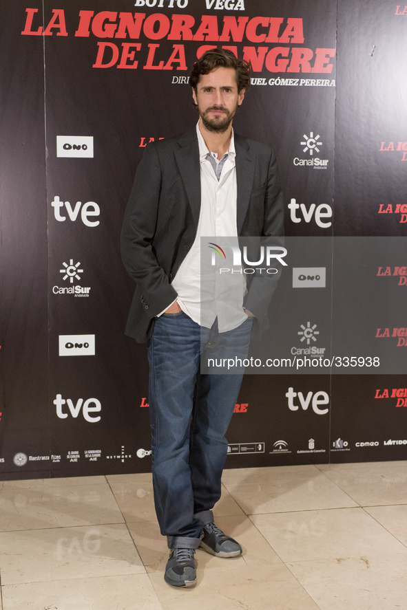   Spanish actor Juan Diego Botto   pose during a photocall to present 'La Ignoracia de la Sangre' film at Princesa cinema on November 13, 20...