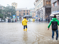 In Genoa, Italy, on November 15, 2014 a torrential rain closed road and rail links along the Italian Riviera as storms The unusually extreme...