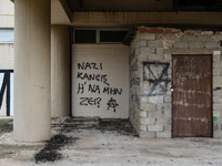Antifascistic graffiti at the campus of Psachna University of applied science on Euboea, Greece, on 28 November 2018. (