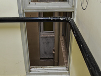 Severe security risks in the stairs - broken windows at the campus of Psachna University of applied science on Euboea, Greece, on 28 Novembe...