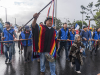 Indigenous Community participates in the march of students for public education in Bogota, Colombia, on 28 November 2018.. (