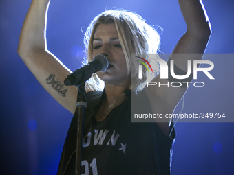 Emma Marrone in concert at the Pala Alpitour-Turin, Italy, on November 24, 2014. (
