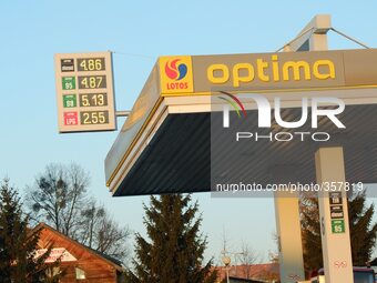 Gdansk, Poland 29th Nov. - 1st, Dec. 2014 Drivers in Poland pay the lowest gas prices since 2010 with the price less than 5 PLN per liter. P...
