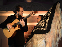 Dancer Juana Calzadilla and musician Cano during a rehearsal of 'Flamenco en Blanco y Negro', at the 2014 Dublin Flamenco Festival, St Micha...