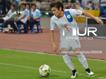 Misagh Bahadoran of Philippines in actions during the AFF Suzuki Cup 2014 semi-finals 2nd match between Thailand and Philippines at Rajamang...