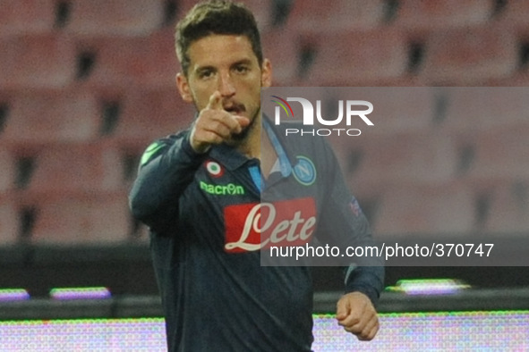 Dries Mertens celebrates after scoring of SSC Napoli during UEFA Europa League Group I match between SSC Napoli and BSC Young Boys Football...