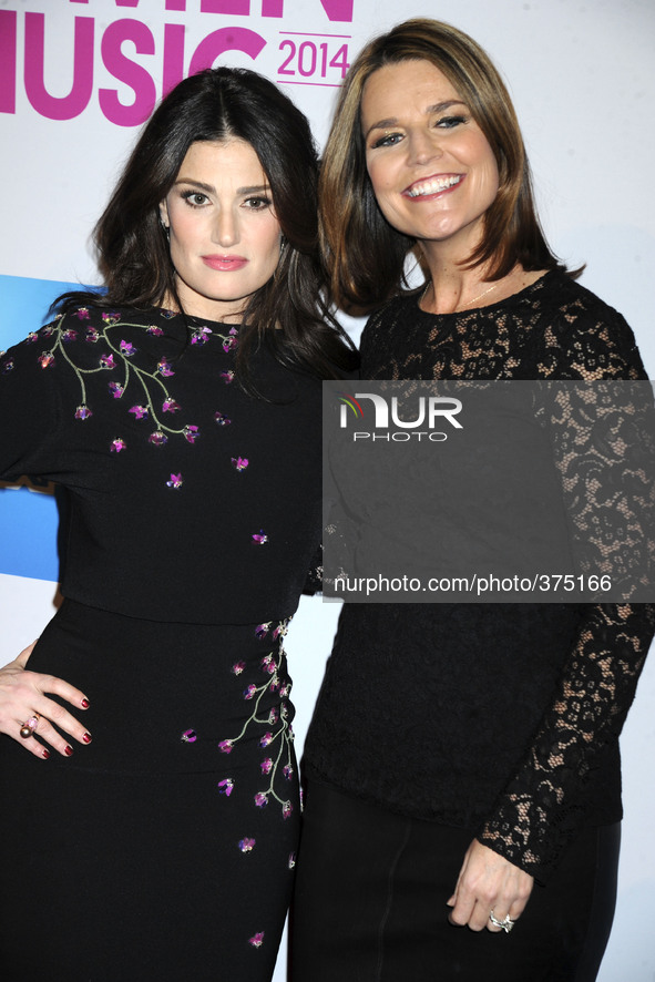 Idina Menzel (L) and Savannah Guthrie attend 014 Billboard Women In Music Luncheon at Cipriani Wall Street on December 12, 2014 in New York...