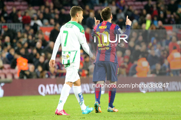 BARCELONA -20 de diciembre- SPAIN: Leo Messi goal celebration in the match between FC Barcelona and Cordoba CF, for the week 16 of the spani...
