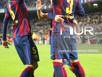 BARCELONA -20 de diciembre- SPAIN: Gerard Pique goal celebration in the match between FC Barcelona and Cordoba CF, for the week 16 of the sp...
