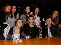 The finalists of X Factor 2014 Lorenzo Fragola (winner), Madh (second place) and Ilaria (third place) performed live at the shopping center...