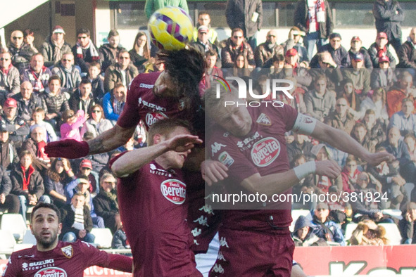 Torino forward Amauri de Oliveira (22) heads the ball during the Serie A football match n.16 TORINO - GENOA on 21/12/14 at the Stadio Olimpi...
