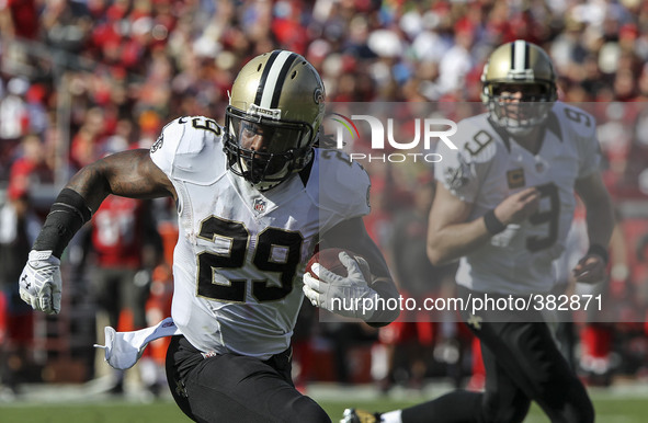 New Orleans Saints running back Khiry Robinson (29) runs for a touchdown against Tampa during the second quarter December 28 at Raymond Jame...