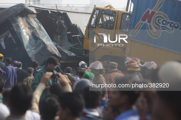 Two persons have been killed as a train derailed after being hit by a covered van near Kamalapur container terminal in Dhaka 