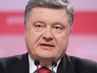  Ukrainian President Petro Poroshenko holds a press-conference in Kiev, on December 29, 2014. (