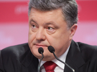  Ukrainian President Petro Poroshenko holds a press-conference in Kiev, on December 29, 2014. (