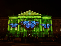 Dublin's Trinity College facade is lit with 3D 3D light projections ahead of New Year's Eve Festival 2015. Dublin, Ireland. 30 December 2014...