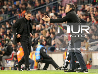 BARCELONA - january 11- SPAIN: Diego Simeone and Luis Enrique in the match between FC Barcelona and Atletico Madrid, for the week 18 of the...