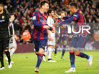 BARCELONA - january 11- SPAIN: Leo Mressi and Neymar Jr. celebration in the match between FC Barcelona and Atletico Madrid, for the week 18...