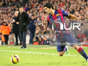 BARCELONA - january 11- SPAIN: Luis Suarez in the match between FC Barcelona and Atletico Madrid, for the week 18 of the spanish Liga BBVA,...