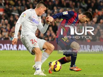 BARCELONA - january 11- SPAIN: Leo Messi and Gimenez in the match between FC Barcelona and Atletico Madrid, for the week 18 of the spanish L...