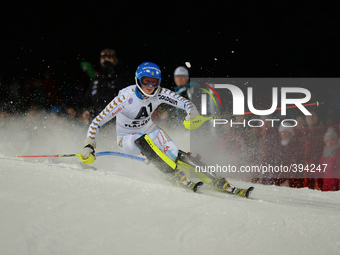 Denise Feieeabend from Switzerland, during the 6th Ladies' slalom 1st Run, at Audi FIS Ski World Cup 2014/15, in Flachau. 13 January 2014, P...