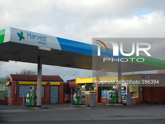 The Harvest Energy petrol station, trading in unleaded and diesel fuel, for road vehicles on Thursday 15th January 2015 in Manchester, UK....