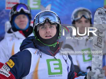 Patrick Deneen (USA) awaits for his results in Men's Moguls Final, at FIS Freestyle World Championship in Kreischberg, Austria. 18 January 2...