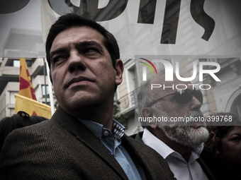 Alexis Tsipras during the general strike in Athens on November 27, 2014. (
