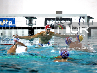 Penalty and goalt of Miho Boskovic during the World League of water polo match Italia vs Croazia  on January 20, 2015 at Palazzo del Nuoto o...