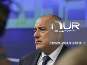 Boyko Borissov Prime Minister of Bulgaria in EU Commission in Forum Europa, the European Council EU leaders meeting in Brussels, Belgium on...