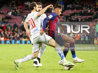 BARCELONA -21 january- SPAIN: Neymar Jr. and Siqueira in the match between FC Barcelona and Atletico Madrid, for the first leg of the quarte...