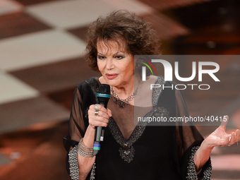 Claudia Cardinale attend closing night of the 64rd Sanremo Song Festival at the Ariston Theatre on February 22, 2014 in Sanremo, Italy. (