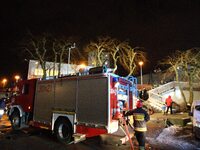 Gdansk, Poland 23rd, Jan. 2015 Shopping mall fire in Gdansk at Kurpinskiego street. During the renovation works, the roof caught fire, two p...