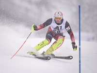Croatia's Ivica Kostelic, races down the course during the men's Slalom on the third day of the famous Hahnenkamm, at the FIS SKI World Cup...