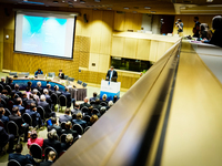 Dutch minister of foreign Affairs Bert Koenders is seen speaking to over 100 diplomats at the yearly ambassadors conference in The Hague. Mi...