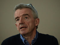 Michael O'Leary, the chief executive officer of the Irish airline Ryanair, during yhe press conference in Krakow's Hilton Garden Inn where h...