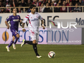 Ever Banega, player of Sevilla FC,in action  during the match of Spanish King's Cup between Sevilla FC and RCD Espanyol at the Ramon Sanchez...