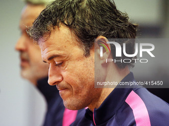 BARCELONA -31 january- SPAIN: Luis Enrique Martinez in the press conference after  the FC Barcelona training, held at the Ciudat Deportiva J...