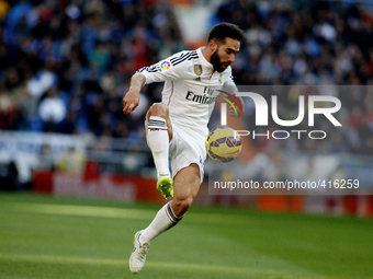 Real Madrid's Spanish Defender Daniel Carvajal during the Spanish League 2014/15 match between Real Madrid and Real Sociedad, at Santiago Be...