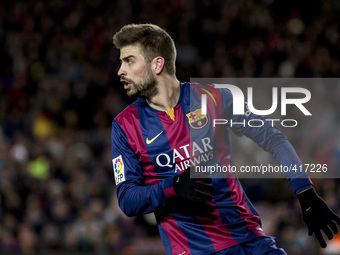 Barcelona, Catalonia, Spain. Fabruary 1, 2015 Gerard Pique of Barcelona  in action during the spanish league match between FC barcelona and...