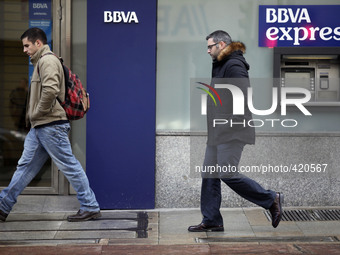 BBVA spanish bank in Vigo on February 4, 2015.  (