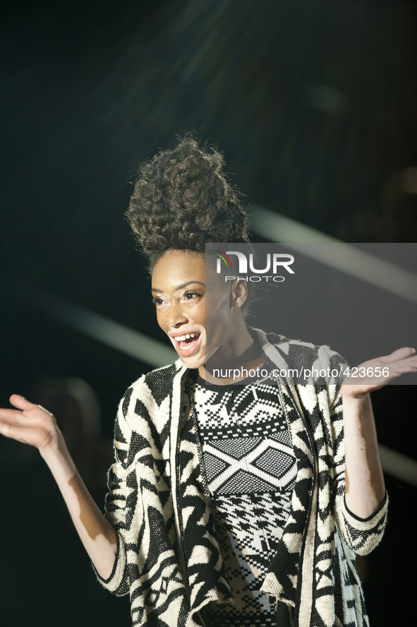 Canadian top model Winnie Harlow to the catwalk with the desings of Desigual label during the Mercedes Benz FashionWeek Madrid at Ifema pavi...