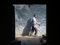 Bangladeshi worker works in a dockyard on the bank of River Buriganga, Dhaka, Bangladesh. (