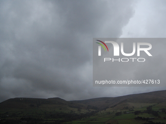 Clouds gathering above Kinder Scout, on Monday 26th January 2015, in the Peak District National Park close to the village of Edale. -- MPs i...