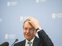 Minister of Economic Affairs Henk Camp (2nd L) held a press conference on February 9, 2015 in The Hague, Netherlands,  announcing a cap on g...